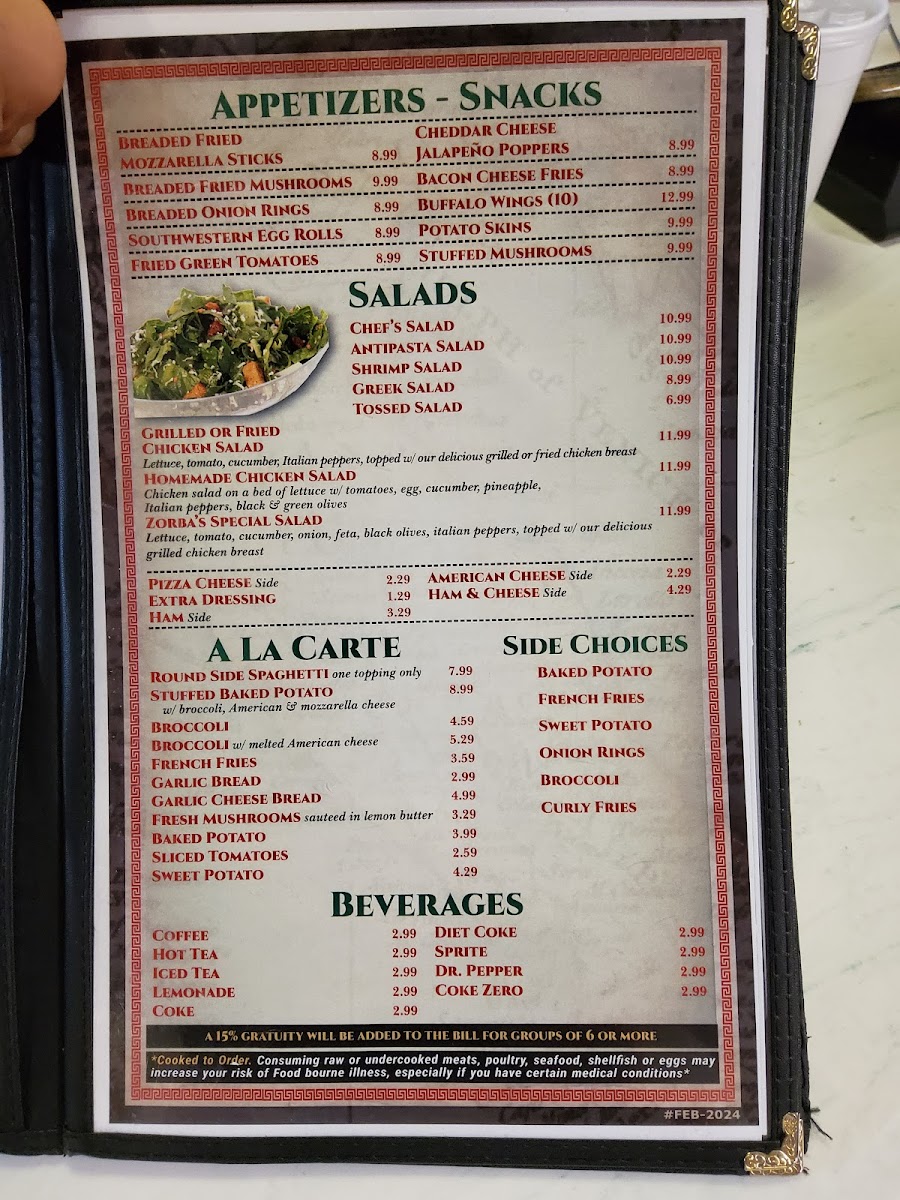 Zorba's Menu - Image 2