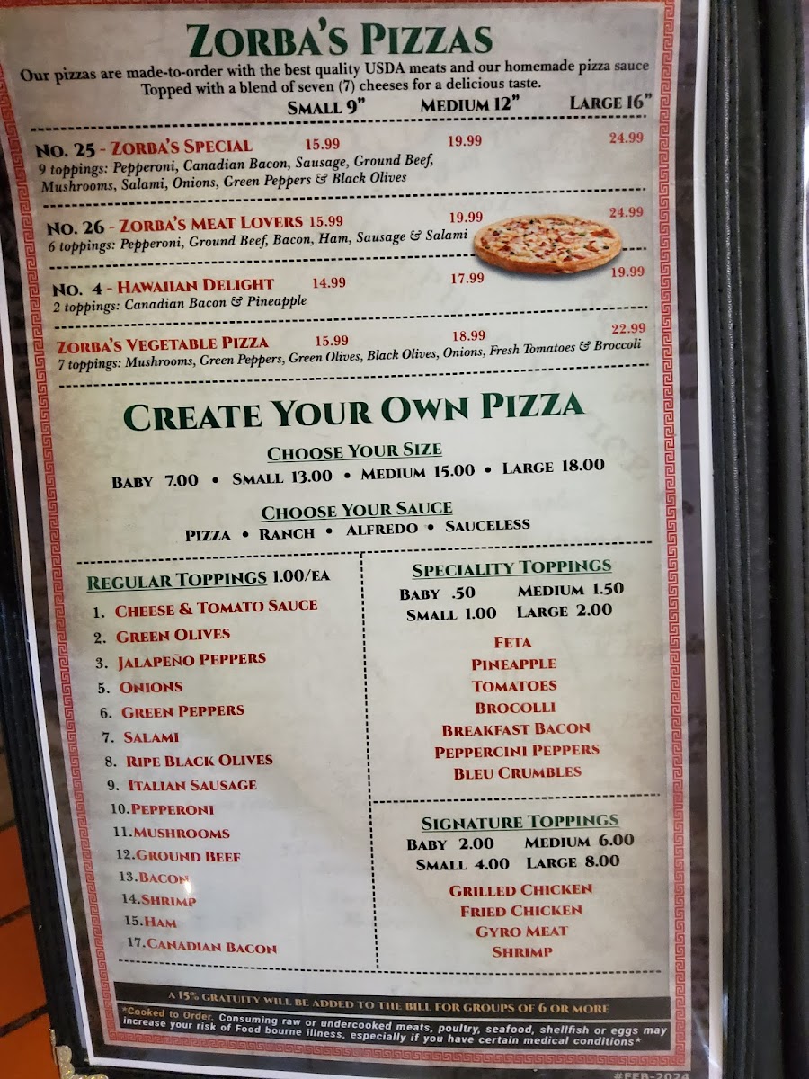 Zorba's Menu - Image 5